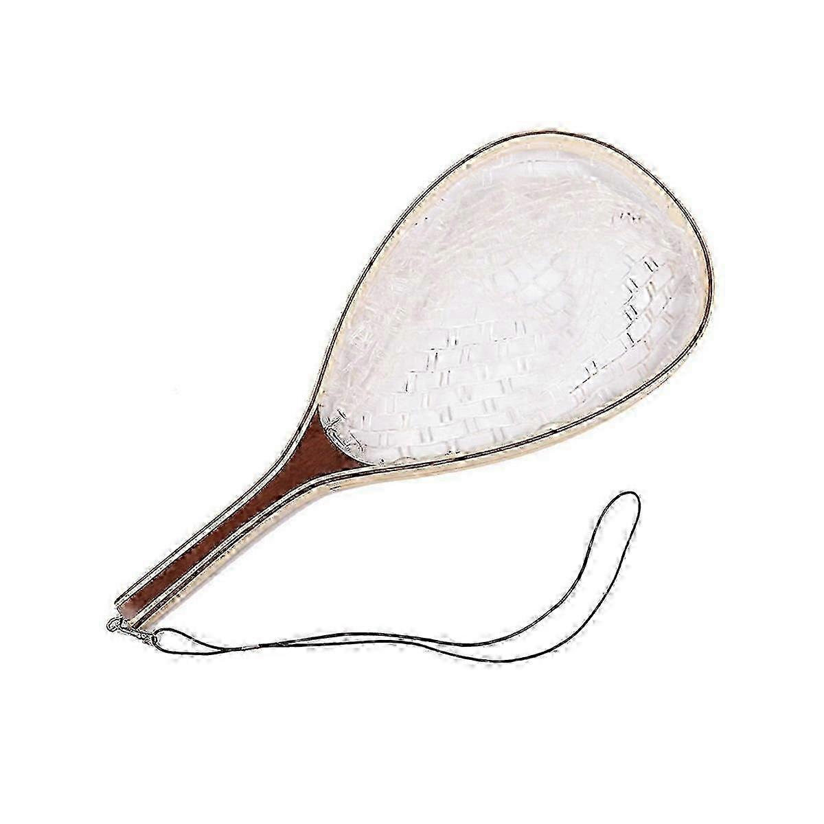 Fly Fishing Landing Net Trout Fishing Net, Soft Rubber Catch and Release Fish Net with Wooden Handl bs