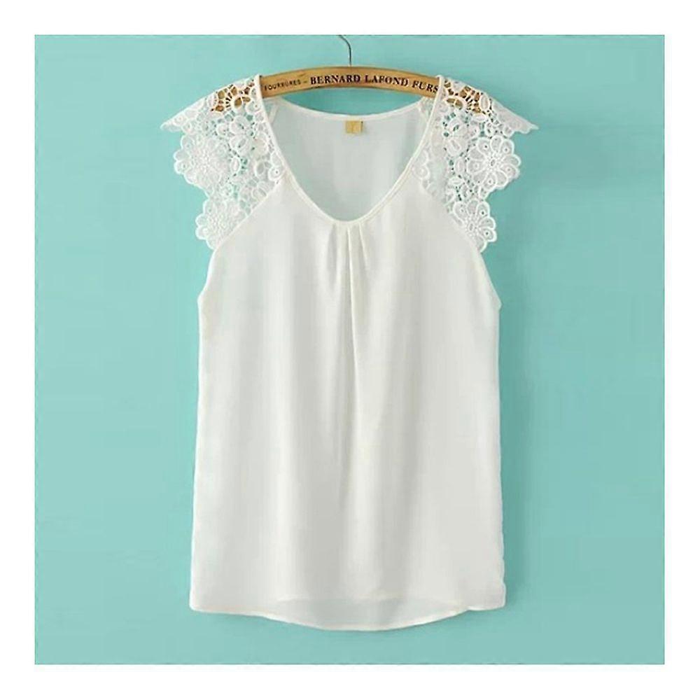 Lace Macrame Sleeve Splicing Chiffon Shirt