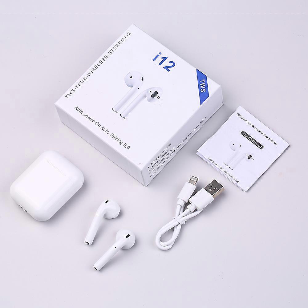 I12 True BT Earphones BT 5.3 Smart Portable Sports Wireless Headset 300mAh Charging Case Touch Control Noise Reduction Compatible with for Android