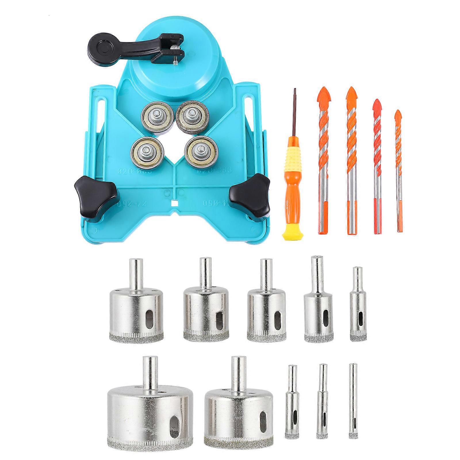 Blue Diamond Hole Drill Bit Set for Home Use 1 Set High-Speed Steel Ceramic Tile Glass Suite