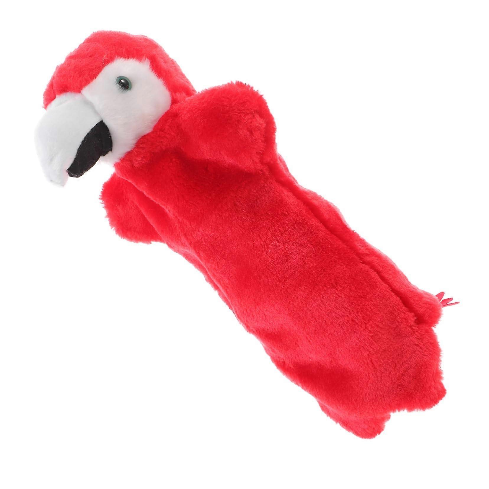 Cuddly parrot doll plush toys marionette plush parrot plush hand puppet simulated parrot model doll PP cotton red