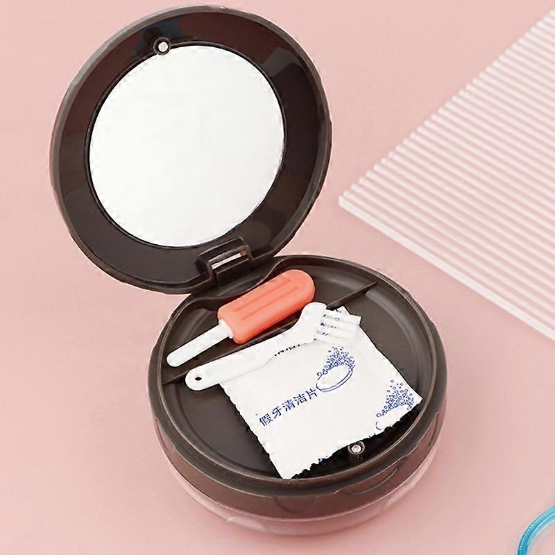 Retainer Storage Box Portable Lightweight Leak Proof 3 Layers Multifunctional Retainer Cleaning Container Brown