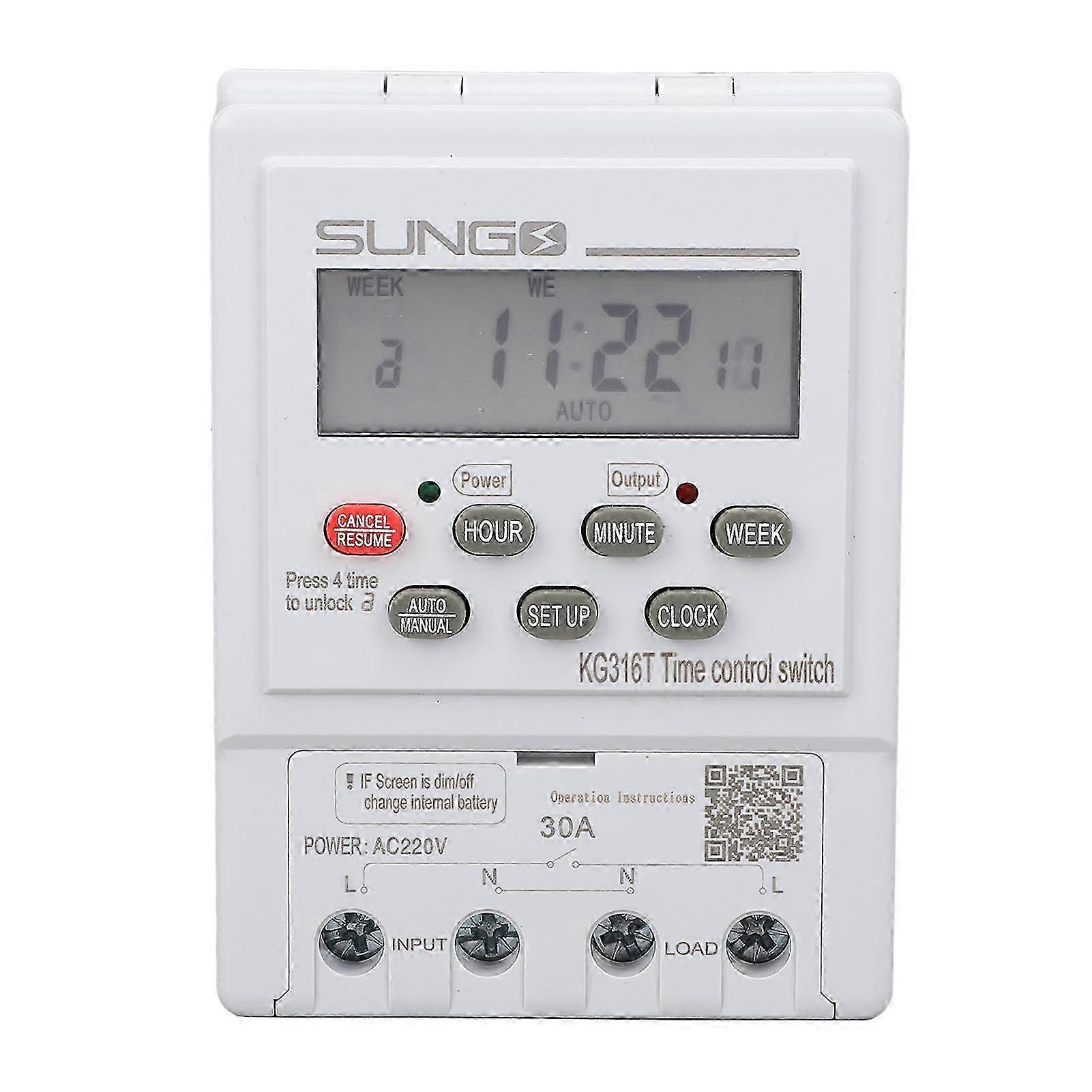 Interruttore di controllo del tempo Microcomputer Timer digitale automatico programmabile 7 giorni 220V 30A 1 min168 ore per l'elettrodomestico