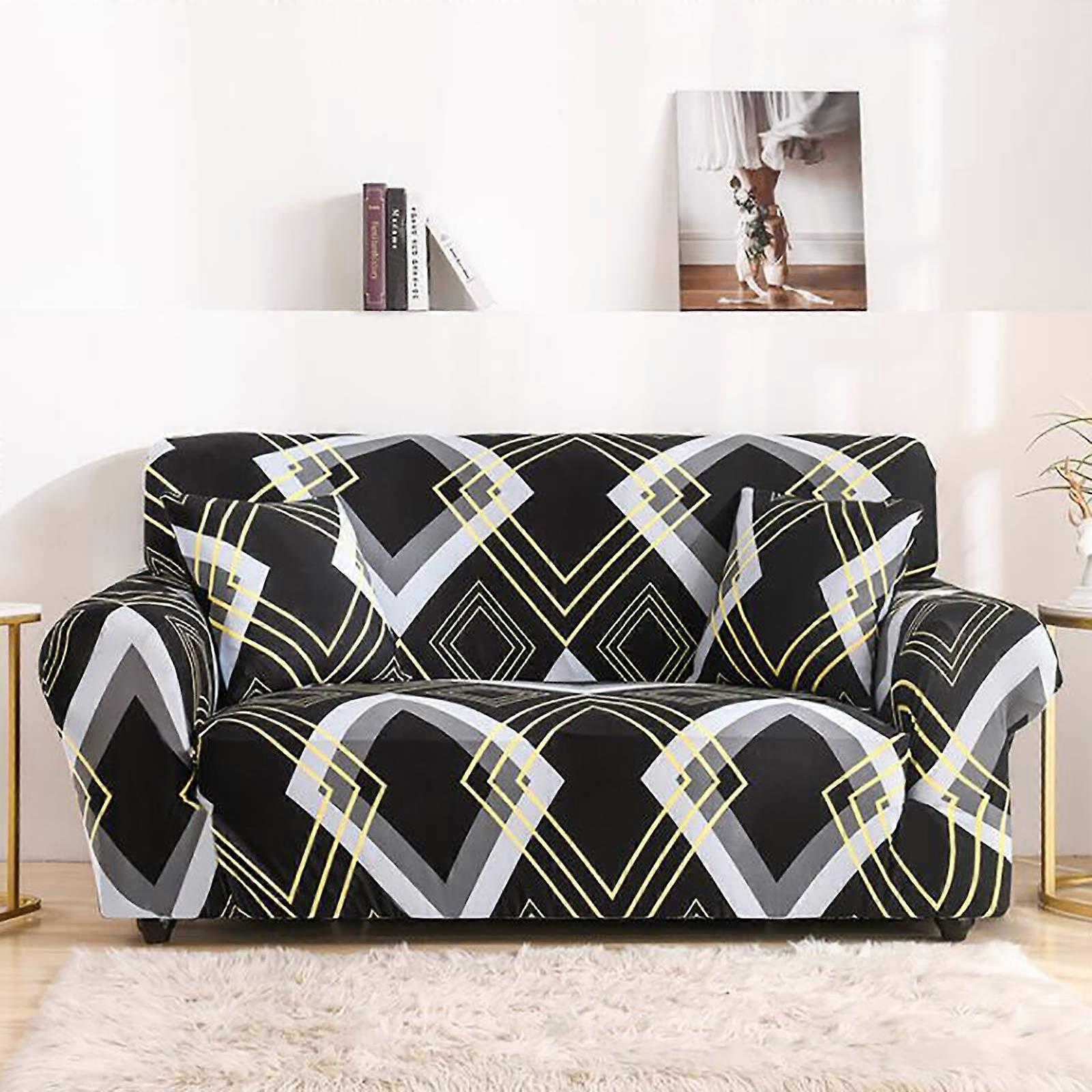 Printed Sofa Cover, Elasticity Polyester Couch Cover, Washable for 1 Seater 90140cm