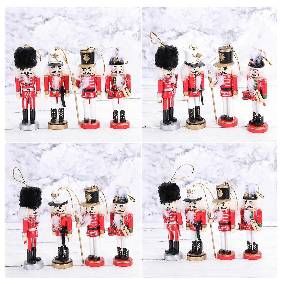 Wood Nutcracker Ornaments Assorted Color for Daily Party Home Office 4Pcs