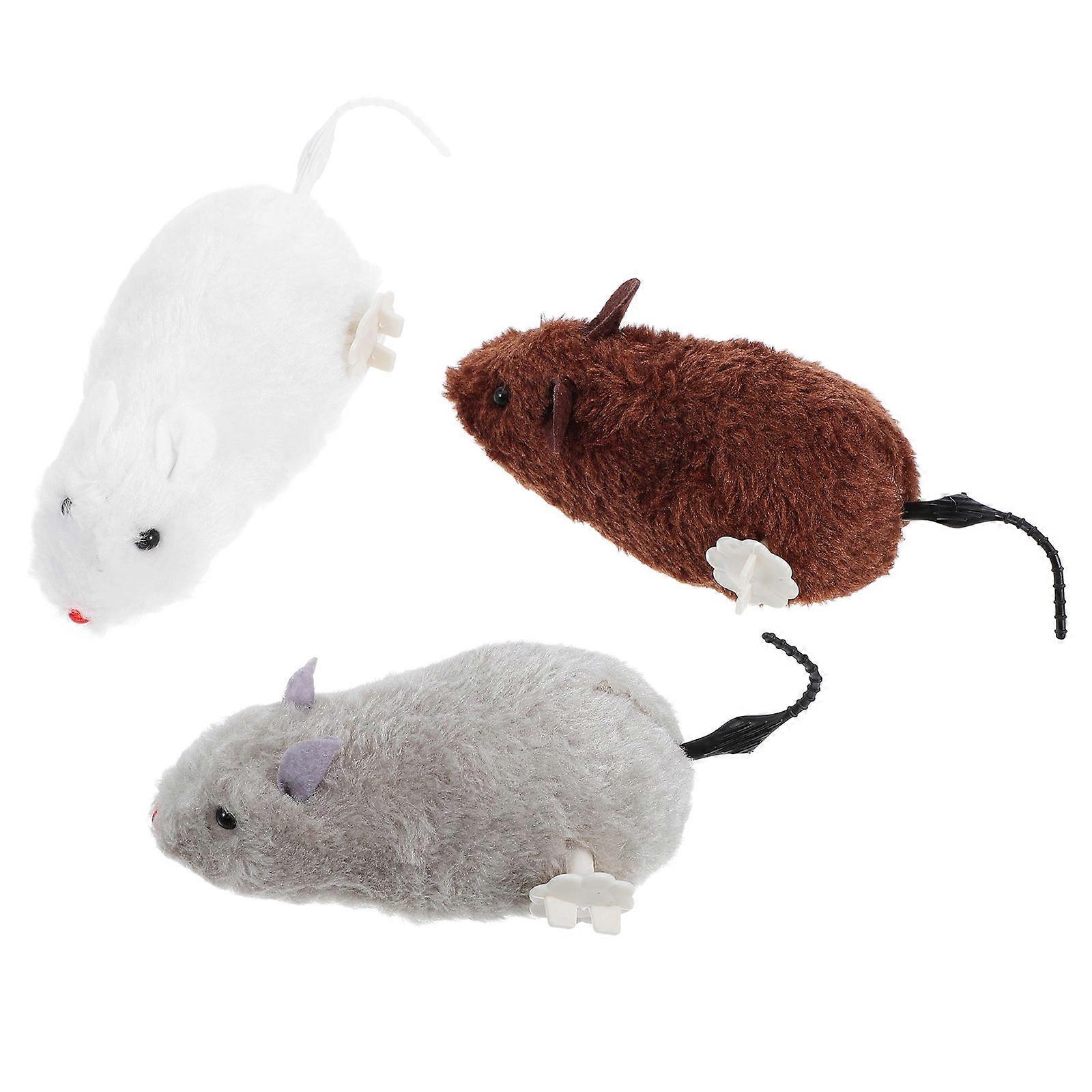 3pcs Wind Up Plush Mice for Cats – Realistic Design, Safe Indoor Play, Interactive Pet Toy for Kittens