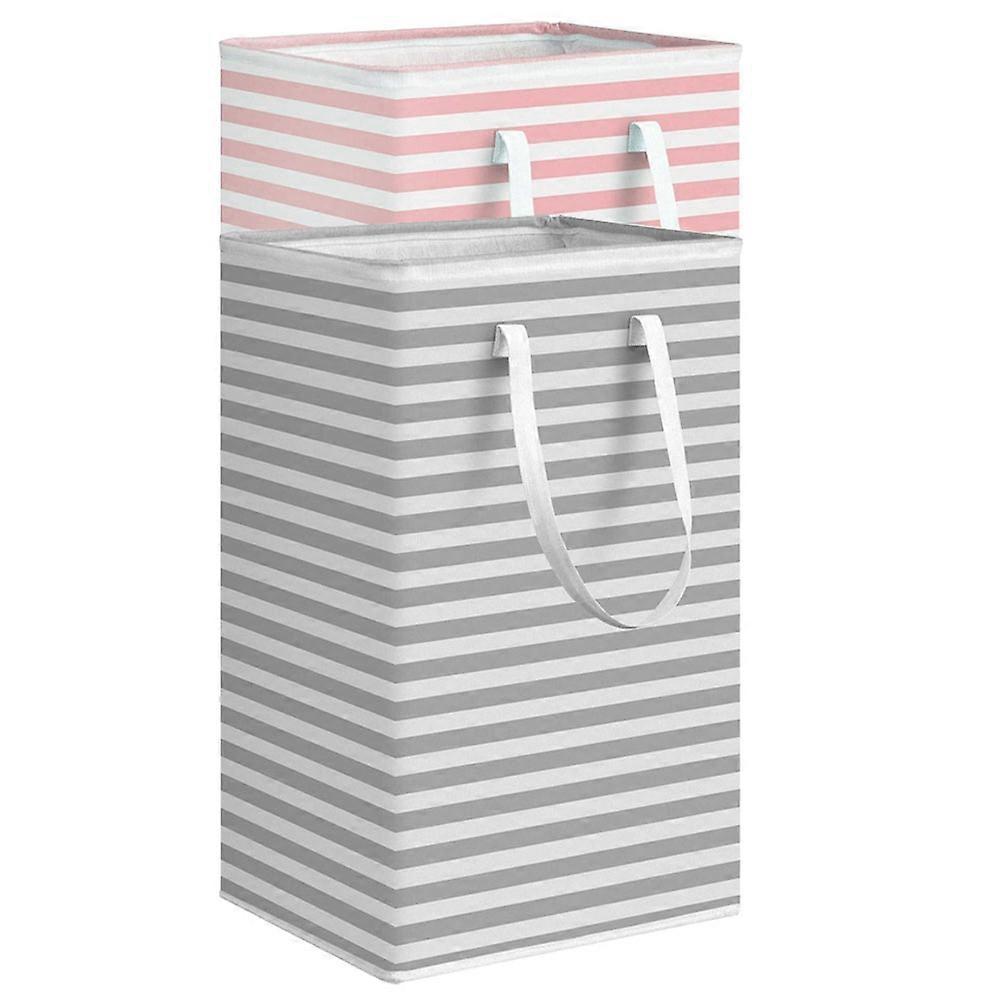 Household Laundry Hamper With Rope Handle Modern And Simple Style Pink 60.00X40.00X30.00CM Toy Storage 2Pcs