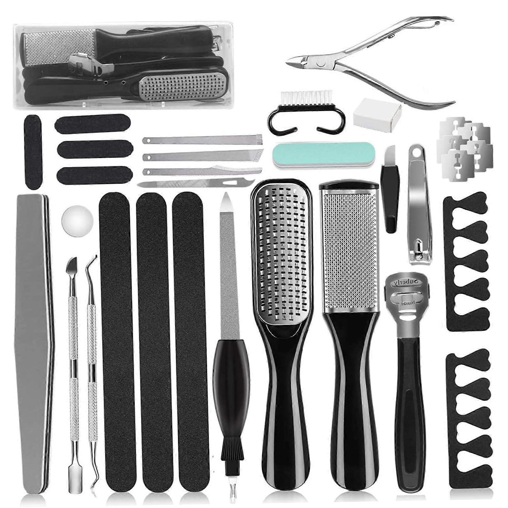 Pedicure Set 27-In-1 Stainless Steel Tools With Callus Remover, Foot File, Nail Tools, Non-Slip For Home Or Salon