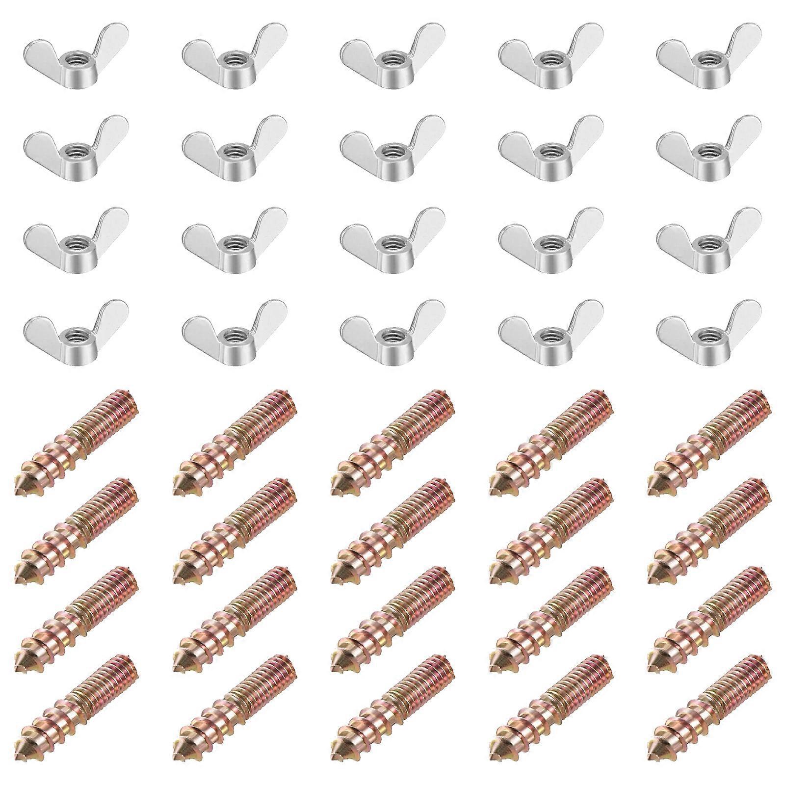 Pack Of 40 M6 Double End Thread Wing Nut High StrengthSteel Fastener Quick Fixing for Quick Assembly Applications Multicolor