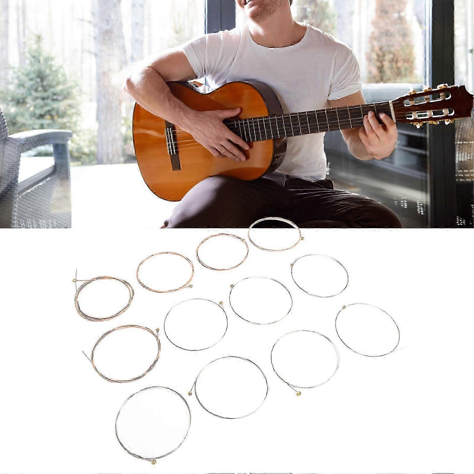 12 Pcs Phosphor Bronze Acoustic Guitar Strings 12-52 Gauge with PU Coating - Durable Replacement Set for Optimal Sound Quality