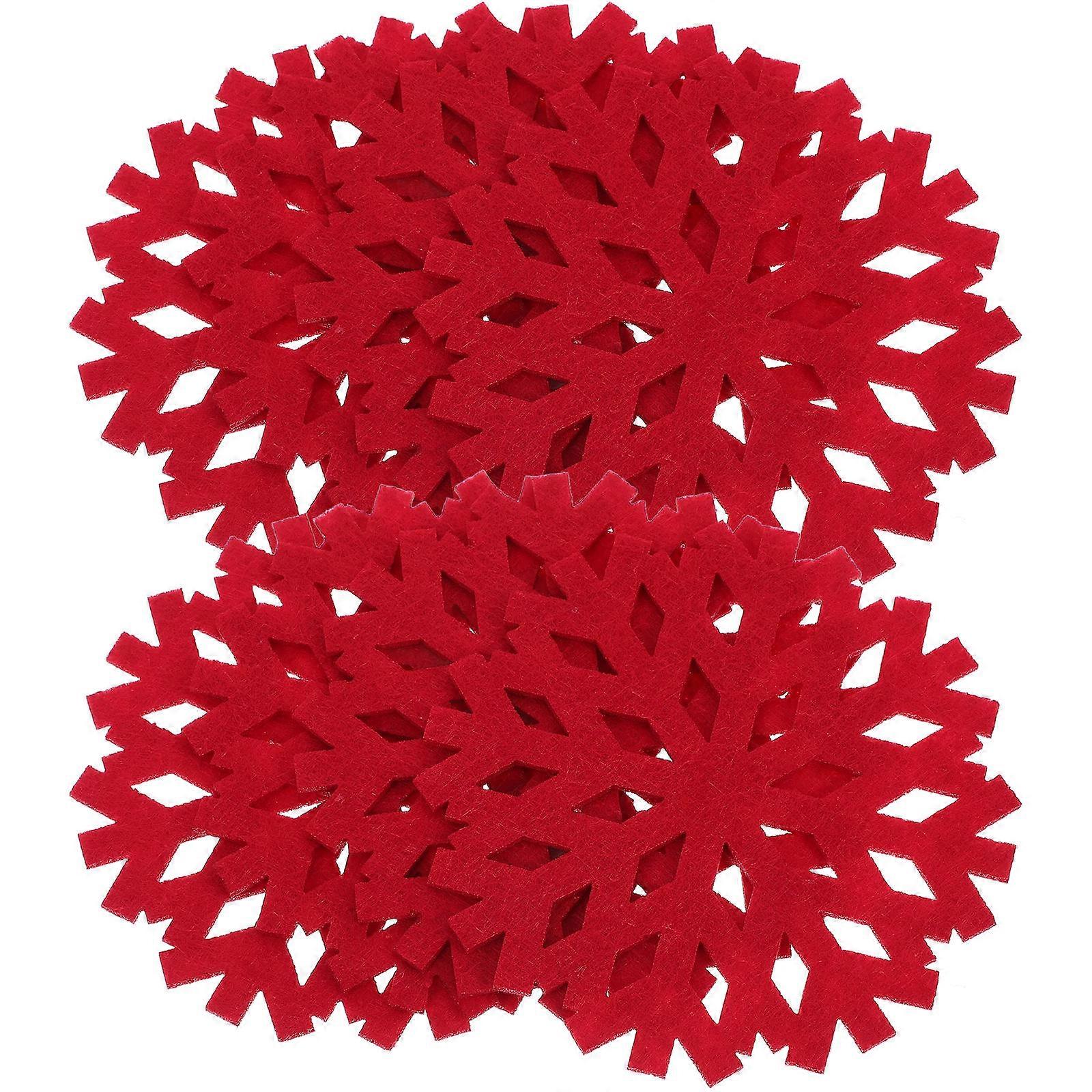 Kitchen Essentials Christmas Place Mat Snowflake Design Non Slip Red 3.9×3.9×0.1in 20Pcs
