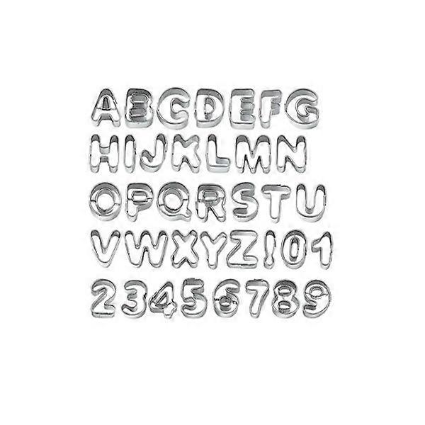 Fondant Mould Baking Cookie Cutters Set Silver Alphabet Letters Numbers For Cakes Biscuits 37Pcs