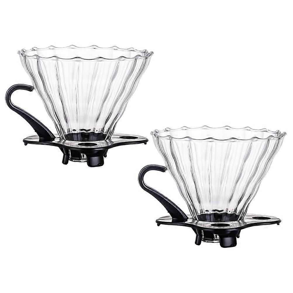 Coffe Filter Holder Cone Glass Coffee Funnel Heat Retention Office Use 2Set