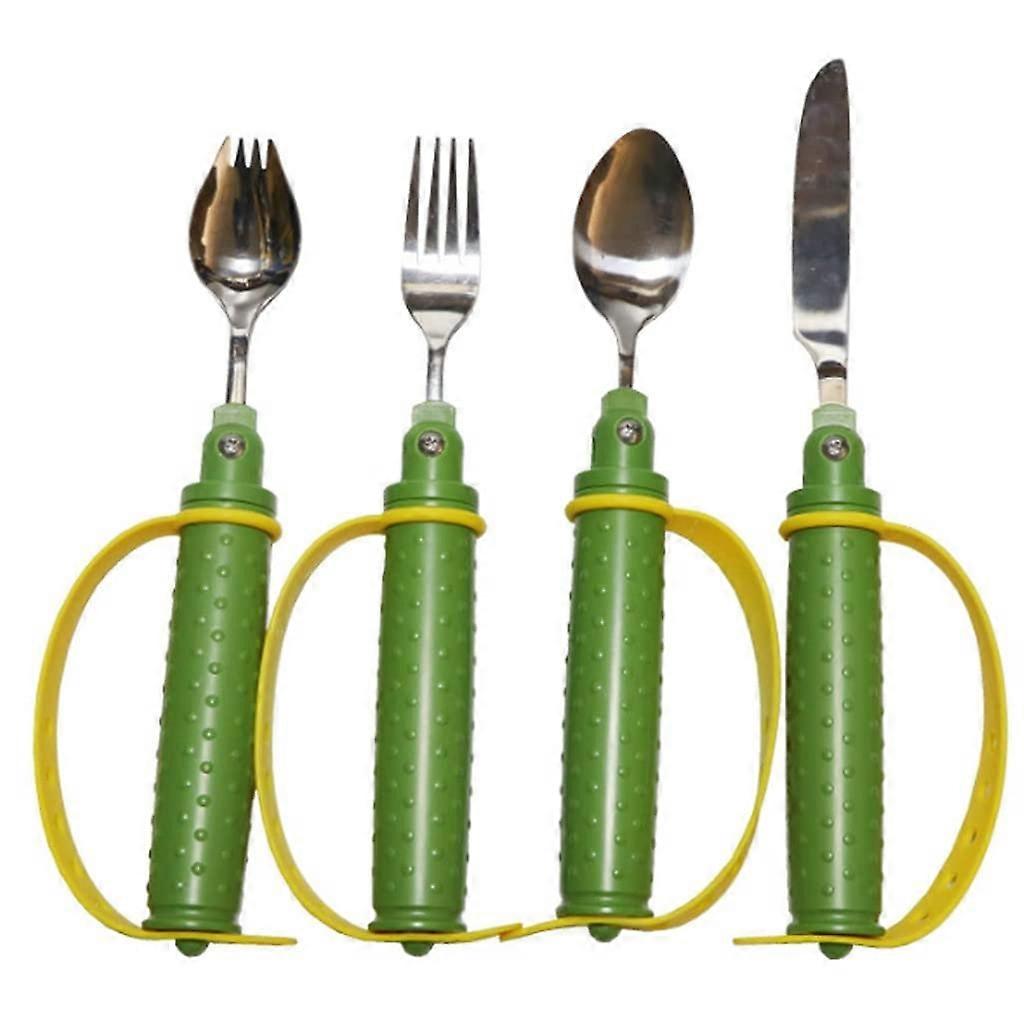 Adaptive Flexible Cutlery Set, Easy-Grip Spoon and Fork Knife with Non-Slip Handle for Seniors and Disabled Users