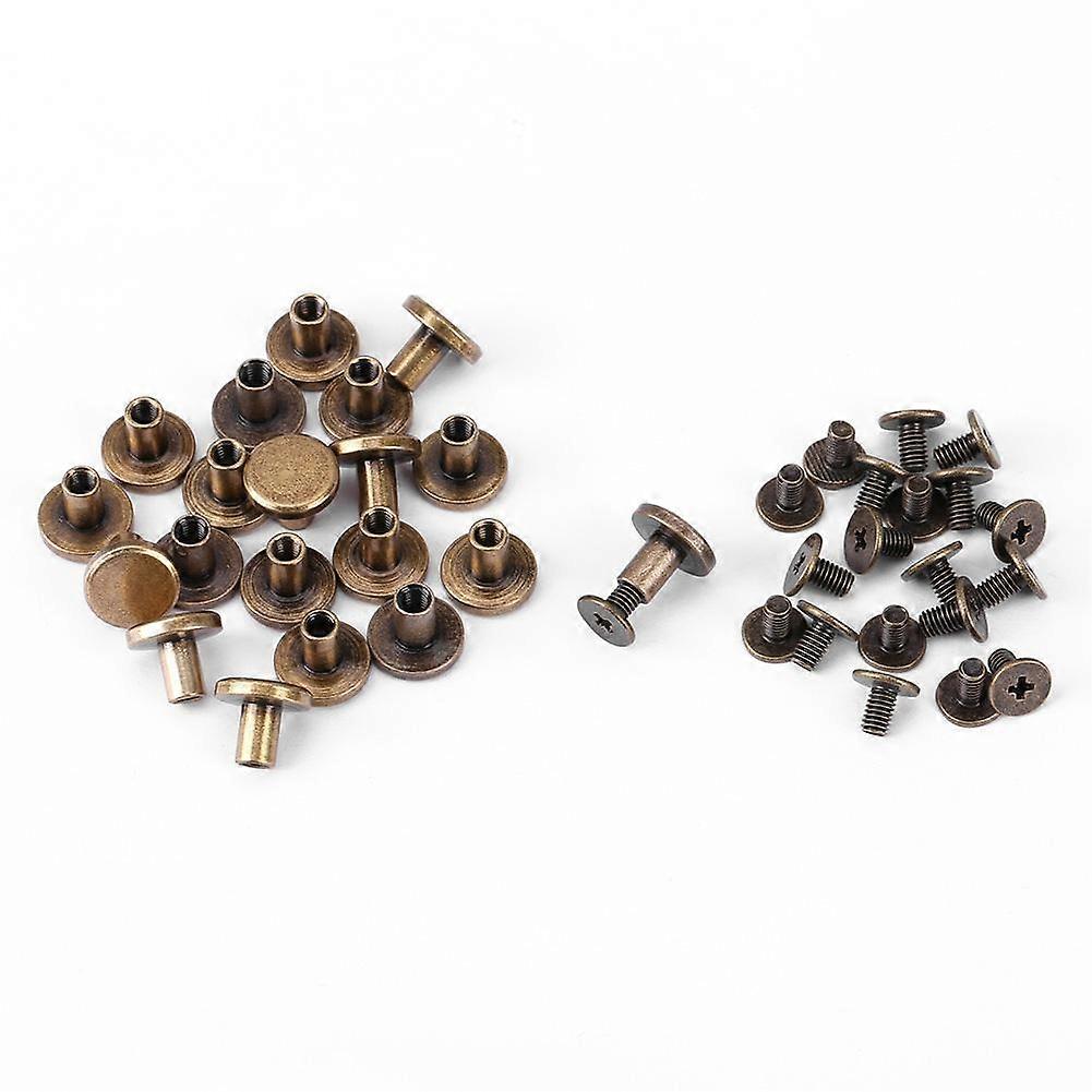 20Pcs Flat  Copper Brass Screws Nuts Nails Rivets Leather Accessory
