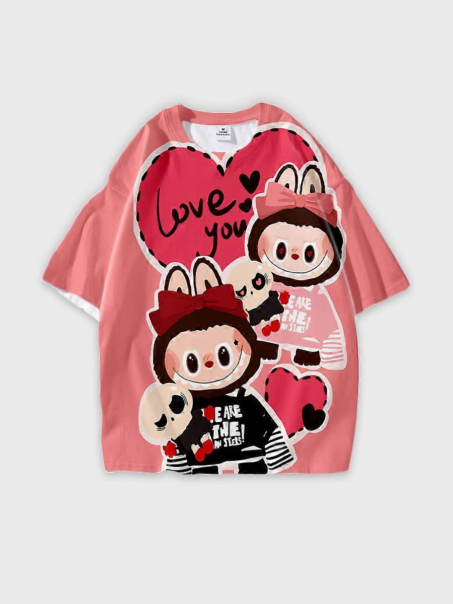 T-shirt round neck Pattern loose short sleeve P2138