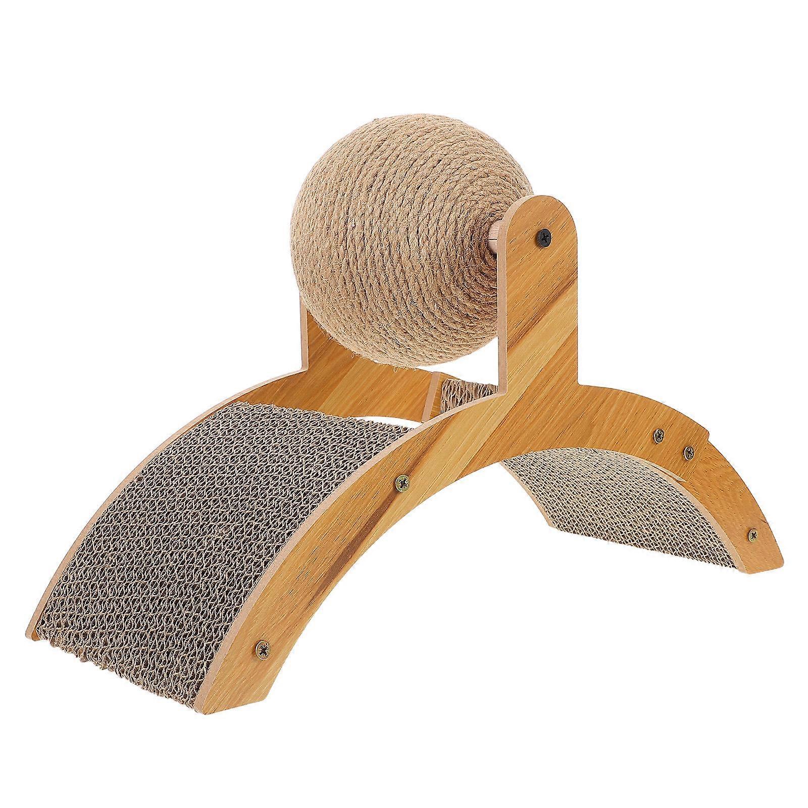 Interactive Cat Scratcher with Durable Sisal, Spinning Ball, and Vertical Climbing Frame for Indoor Cats to Reduce Boredom and Anxiety