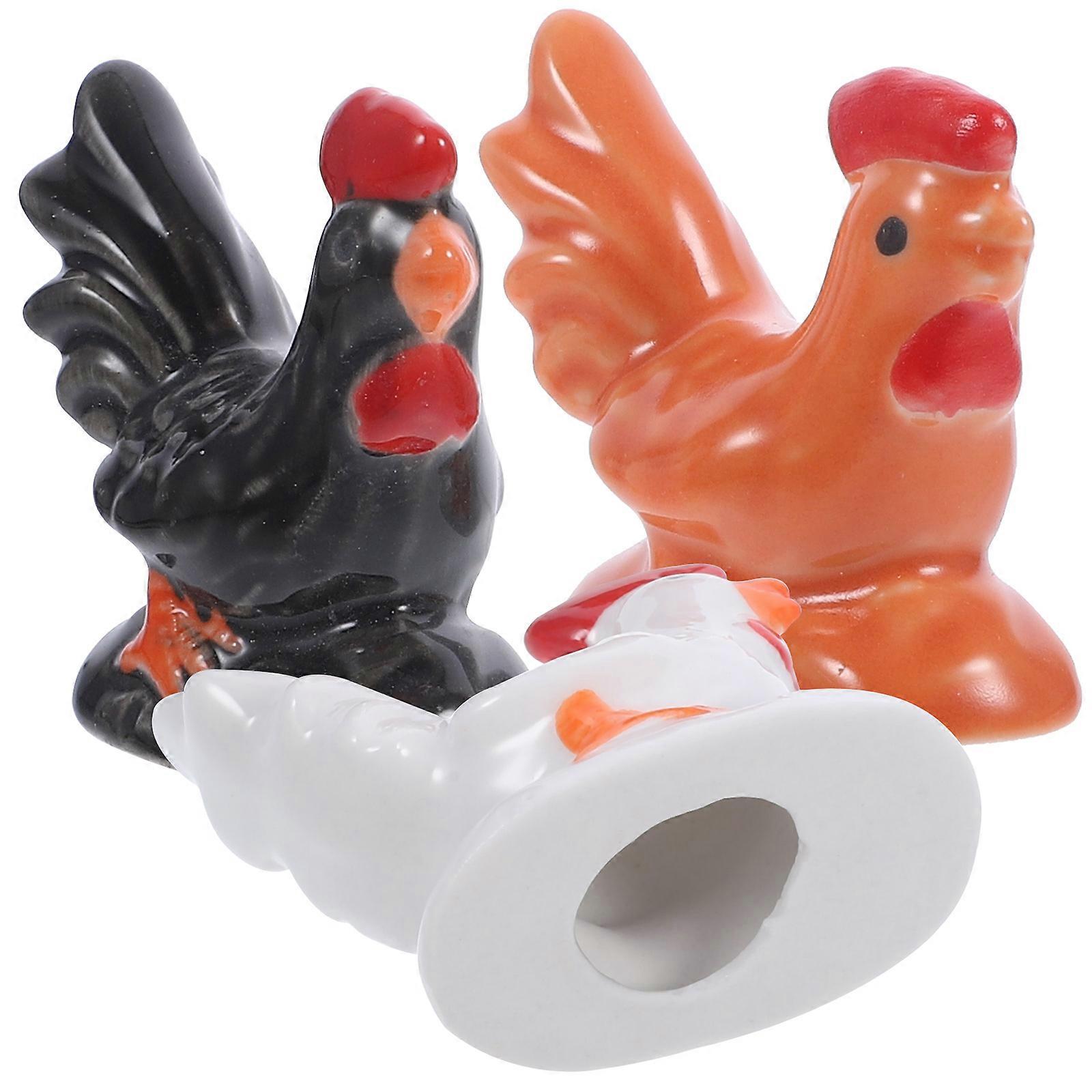 3pcs Ceramic Rooster Figurines Unique Home Decoration Premium Animal Adornment for Indoor Outdoor Use Random Style Desktop Ornament