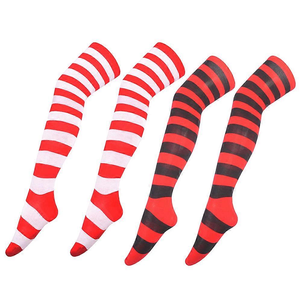 Women Striped Stockings For Festival Cosplay Event Long Cylindrical Warmth 4Set