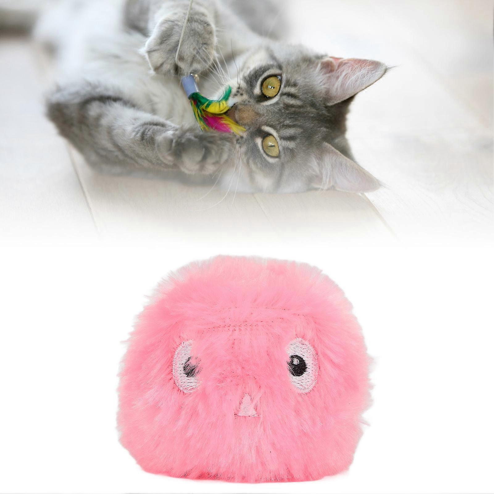 Plush Cat Toy Balls Fluffy Cat Toy with Lifelike Animal Sound and Catnip for Cat ExercisePink (Birds Sound ) 