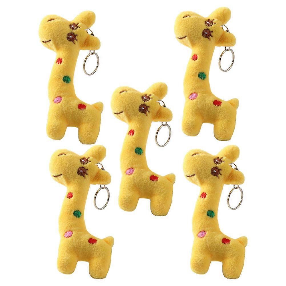 5PCS Cartoon Giraffe Plush Keychains Bag Charms Decoration Key Rings for Party Everyday Use Gift