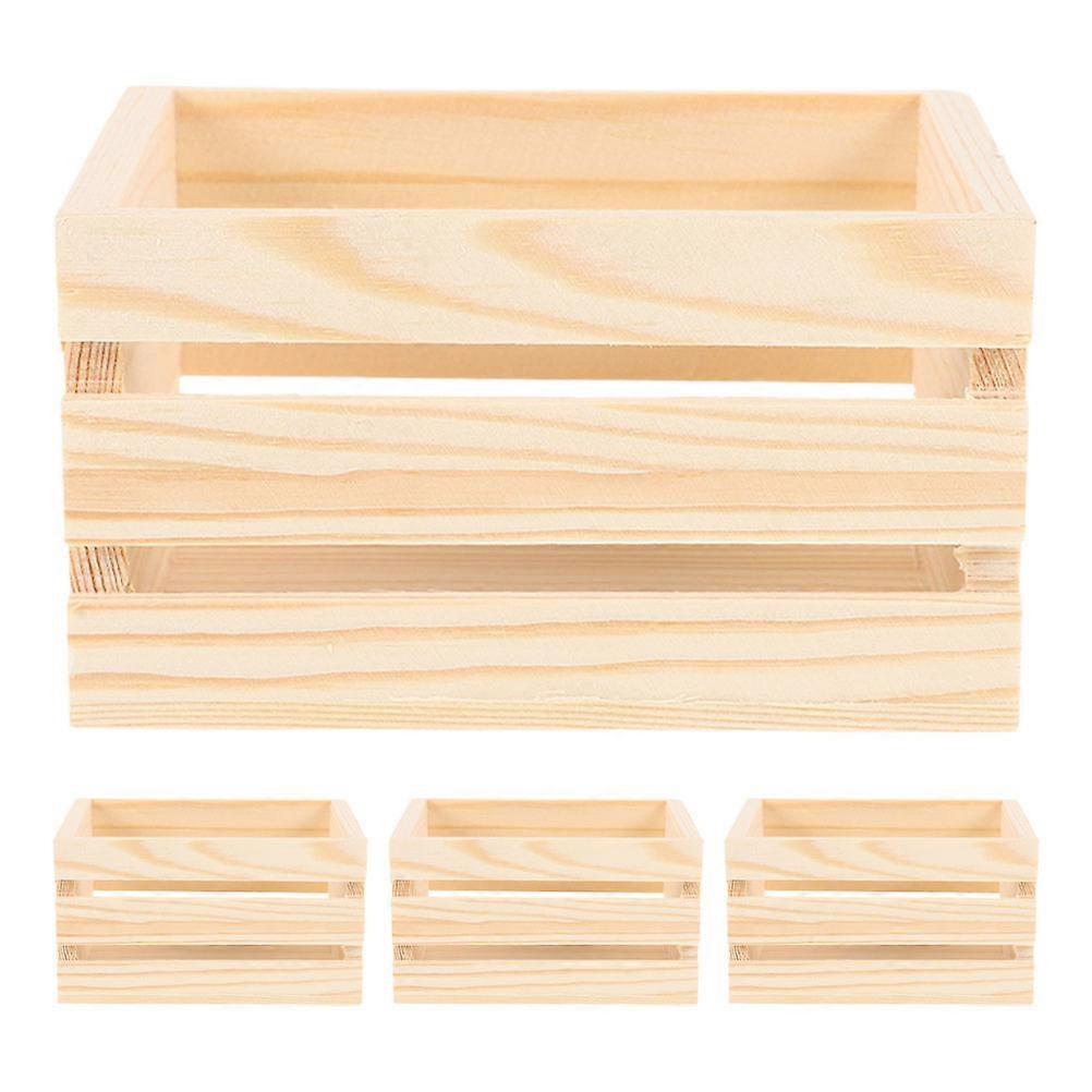 4pcs Sturdy Miniature Wooden Crates for Dollhouse Creative Play and Flexible Decorative Use in Tiny House or Supermarket Scenes