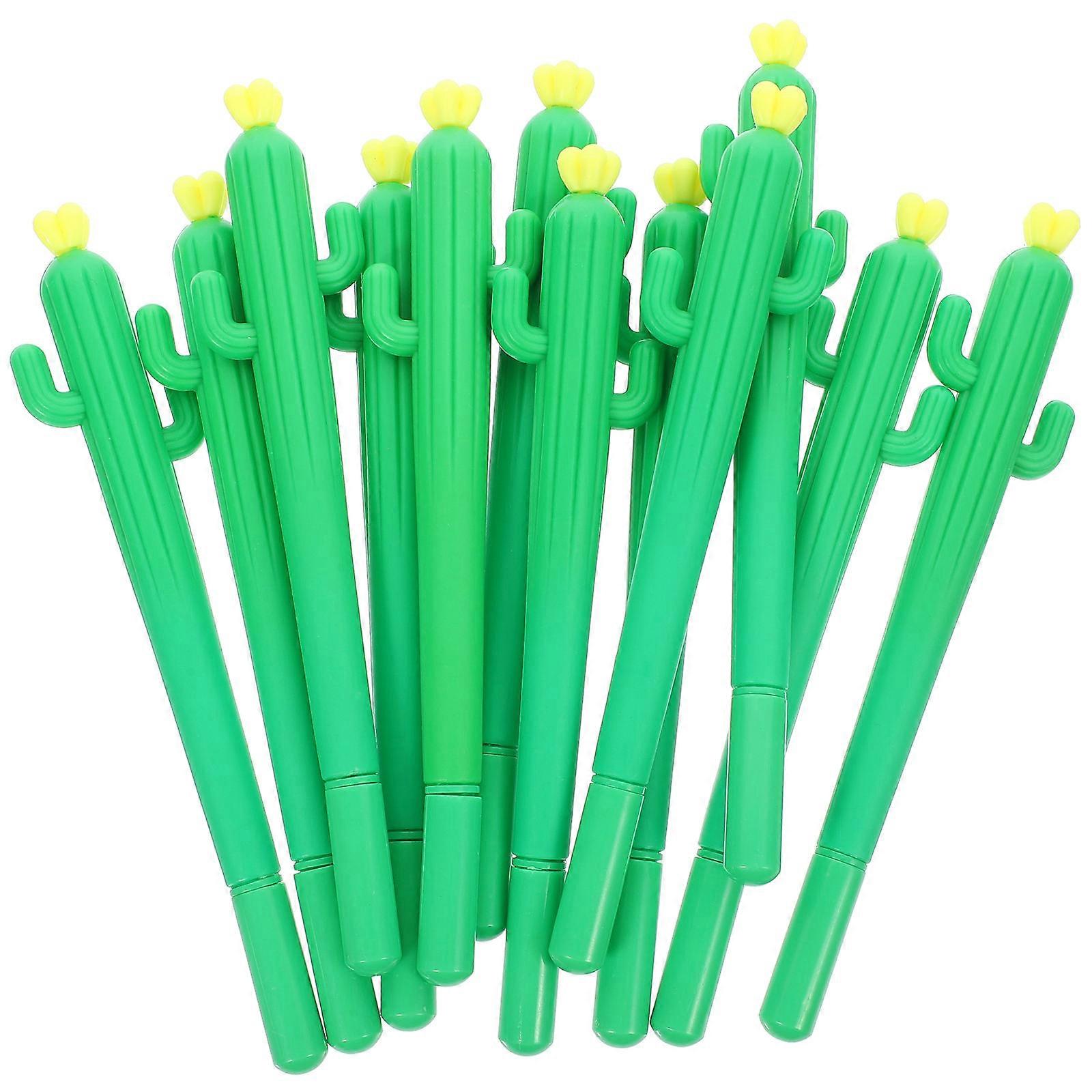 Creative Cactus Shaped Writing Pens 12Pcs Gel Ink Fine Tip For School Office Supplies Ideal For Students