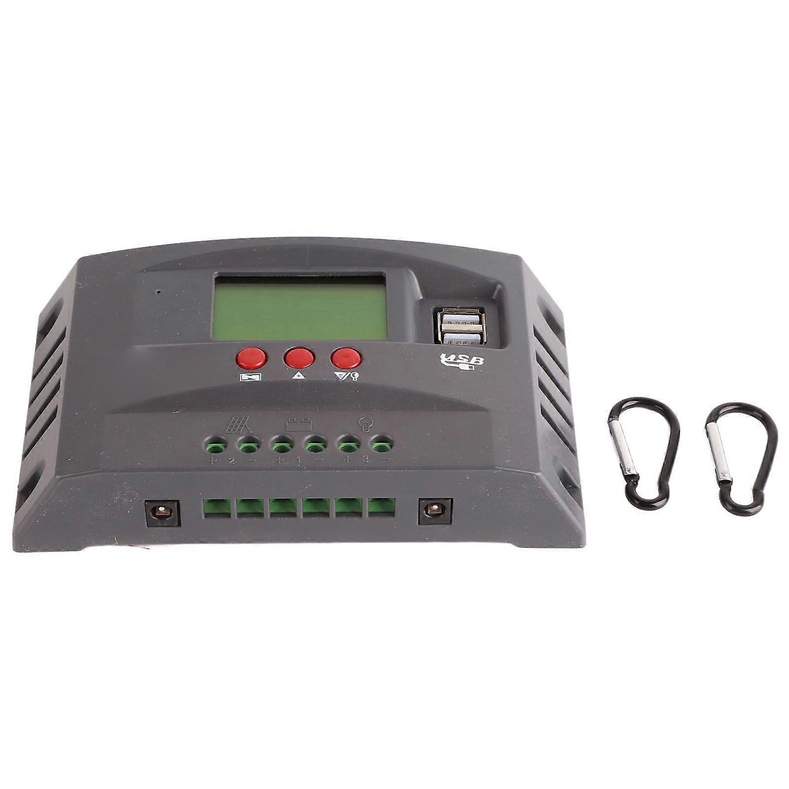 Solar Charge Controller MPPT Tracking Lading 12V 24V automatisk tilpasning LCD solpanelregulator med 2 DC USB 10A