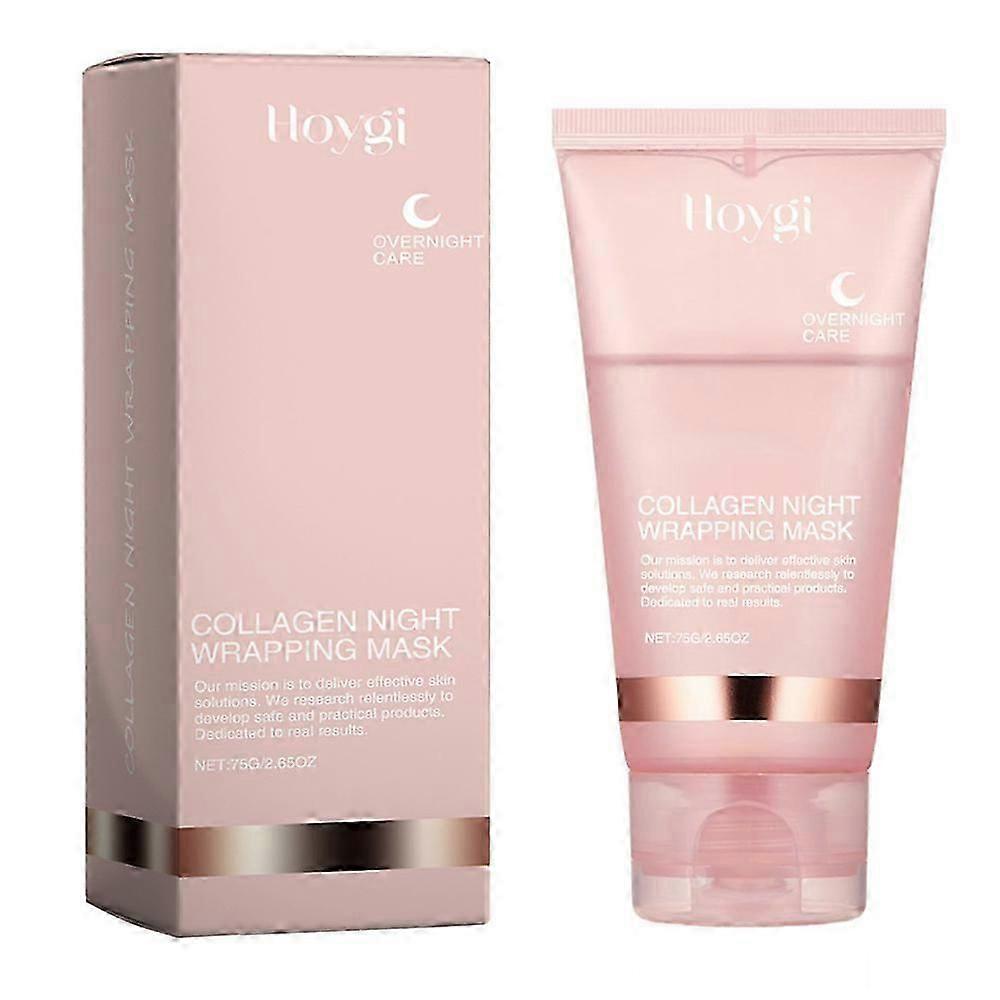 75gコラーゲンナイトラッピングマスク、コラーゲンオーバーナイトラッピングピールオフフェイシャルマスク、輝く肌のためのたるみ、くすみを軽減加水分解コラーゲン