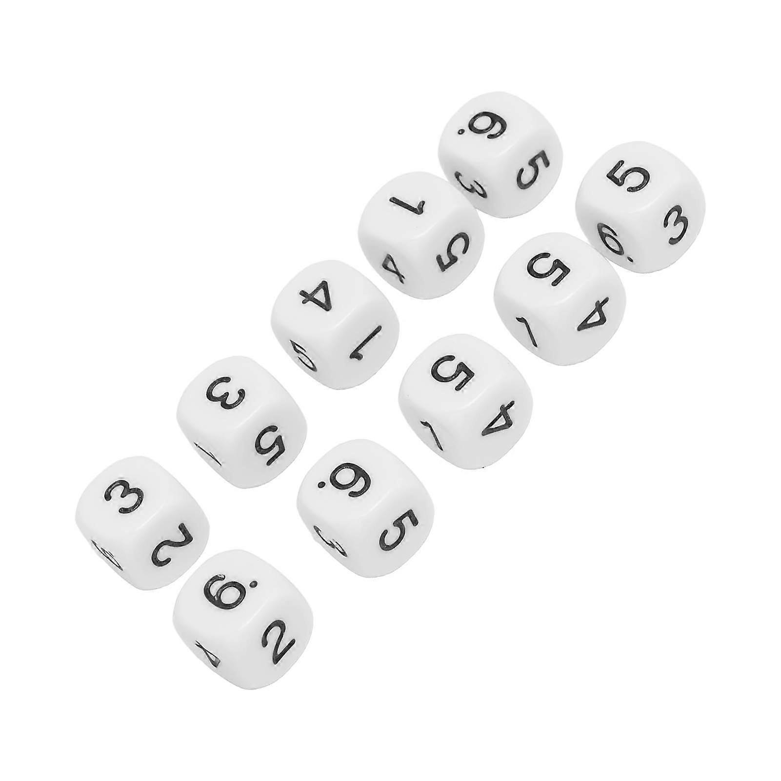 20PCS 6 Sided Number Dice Plastic 16mm Round Corner Polyhedral Dice Set for Numeral Teaching Board Games White 