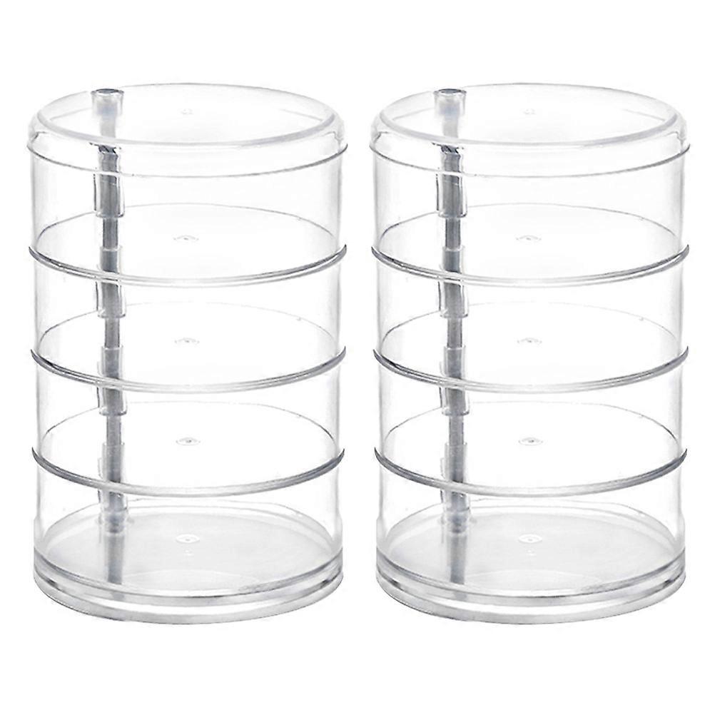 Jewelry Transparent Circular Storage Box for Storage Use 2Pcs
