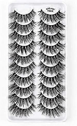 10 Pairs False Eyelashes Kit,3D Faux Lashes Natural Long Fluffy Wispies Eye Lashes,Handmade Reusable Soft Band Fake Eyelashes
