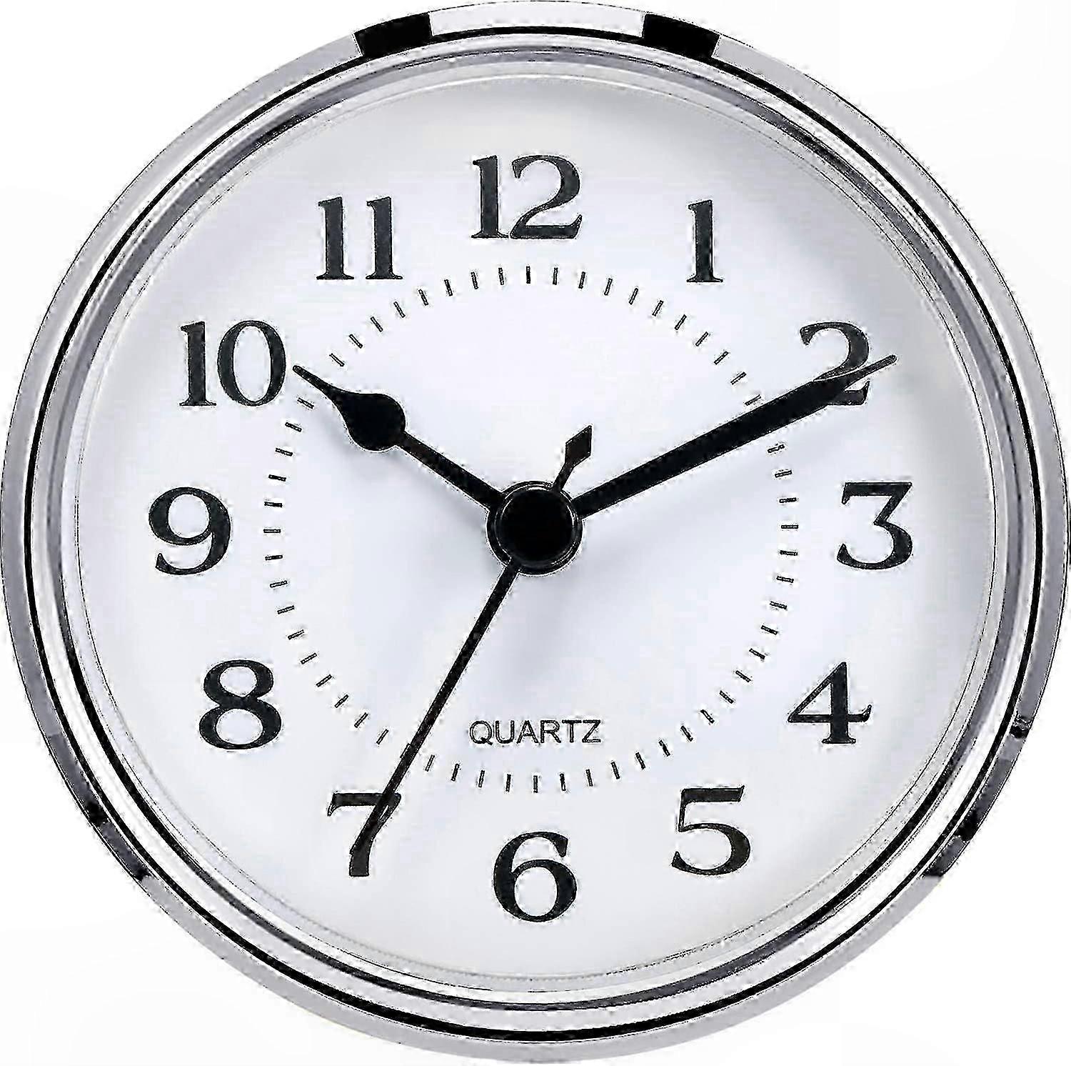 90mm Quartz Clock Insert with Arabic Numerals and Silver Rim