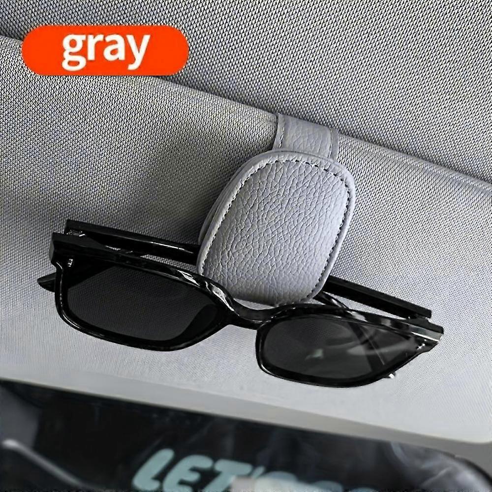Premium Leather Car Glasses Holder - Luxury Visor Clip with Multi-Card Storage