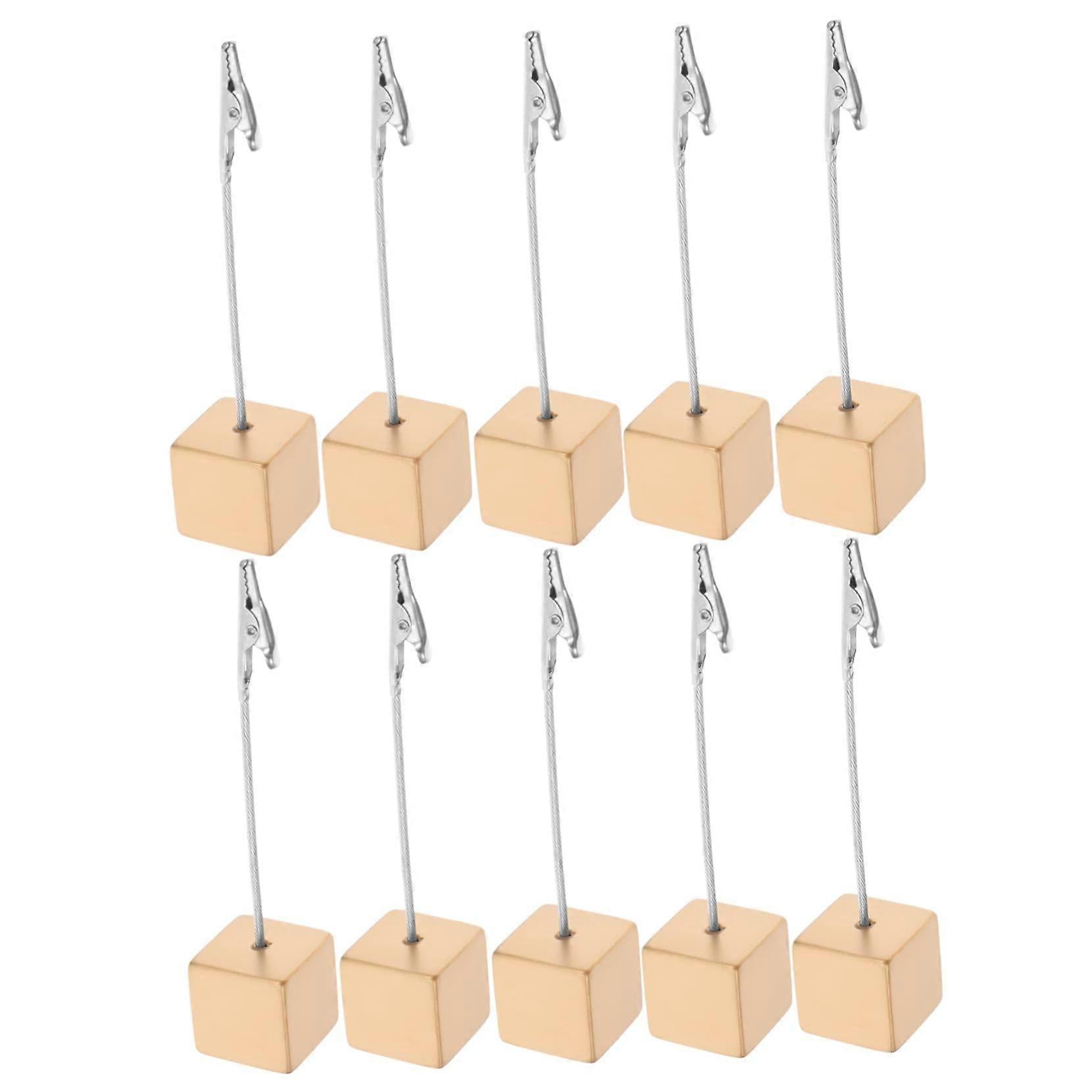 Memo Clip Holder Stand Set of 10 - Cube Base with Crocodile Clip for Displaying Name Cards, Photos, and Notes at Home or Office