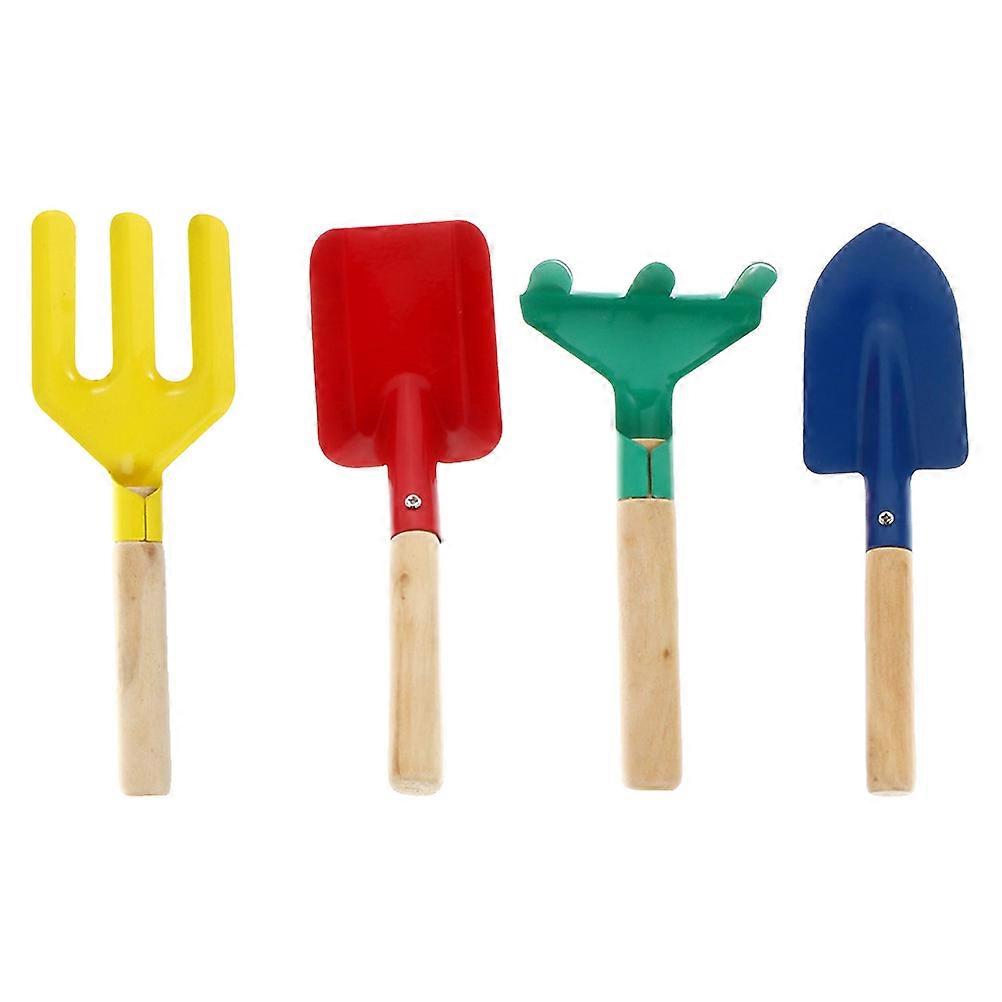 4pcs Kids Gardening Tools Set Assorted Color Synthetic Iron for Garden Use Trowel Rake Fork