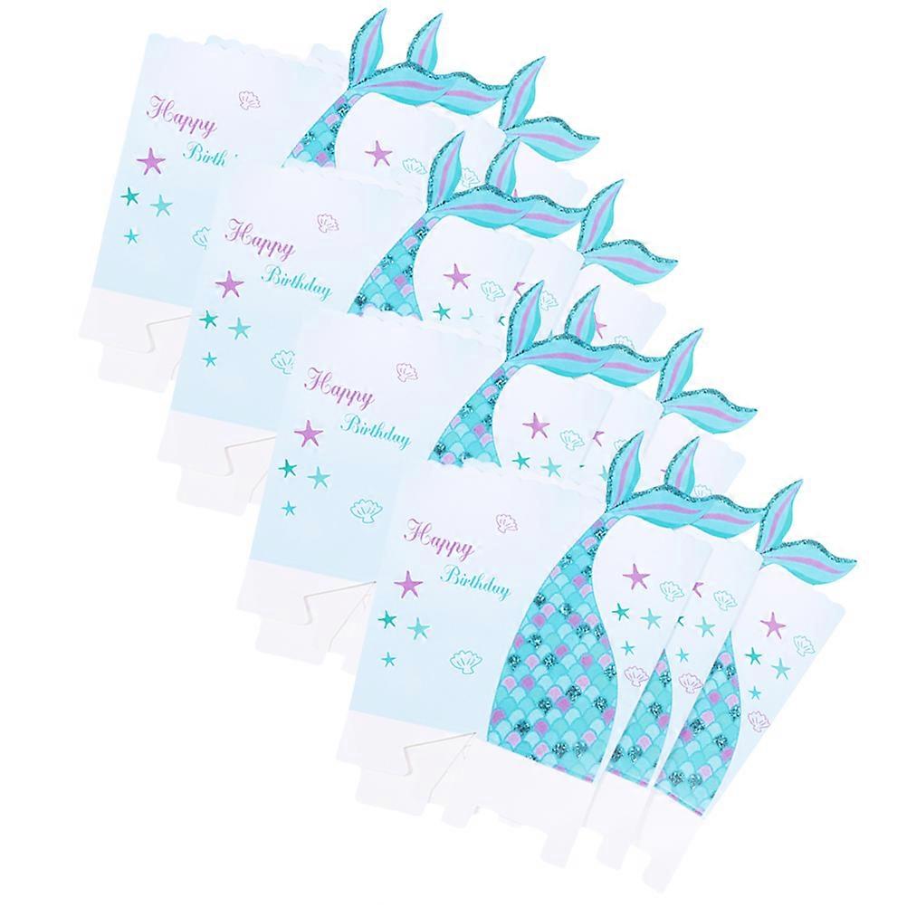 Skyblue Paper Popcorn Boxes with Mermaid Design for Storage Use Ideal for Movie Nights and Birthday Parties 36pcs