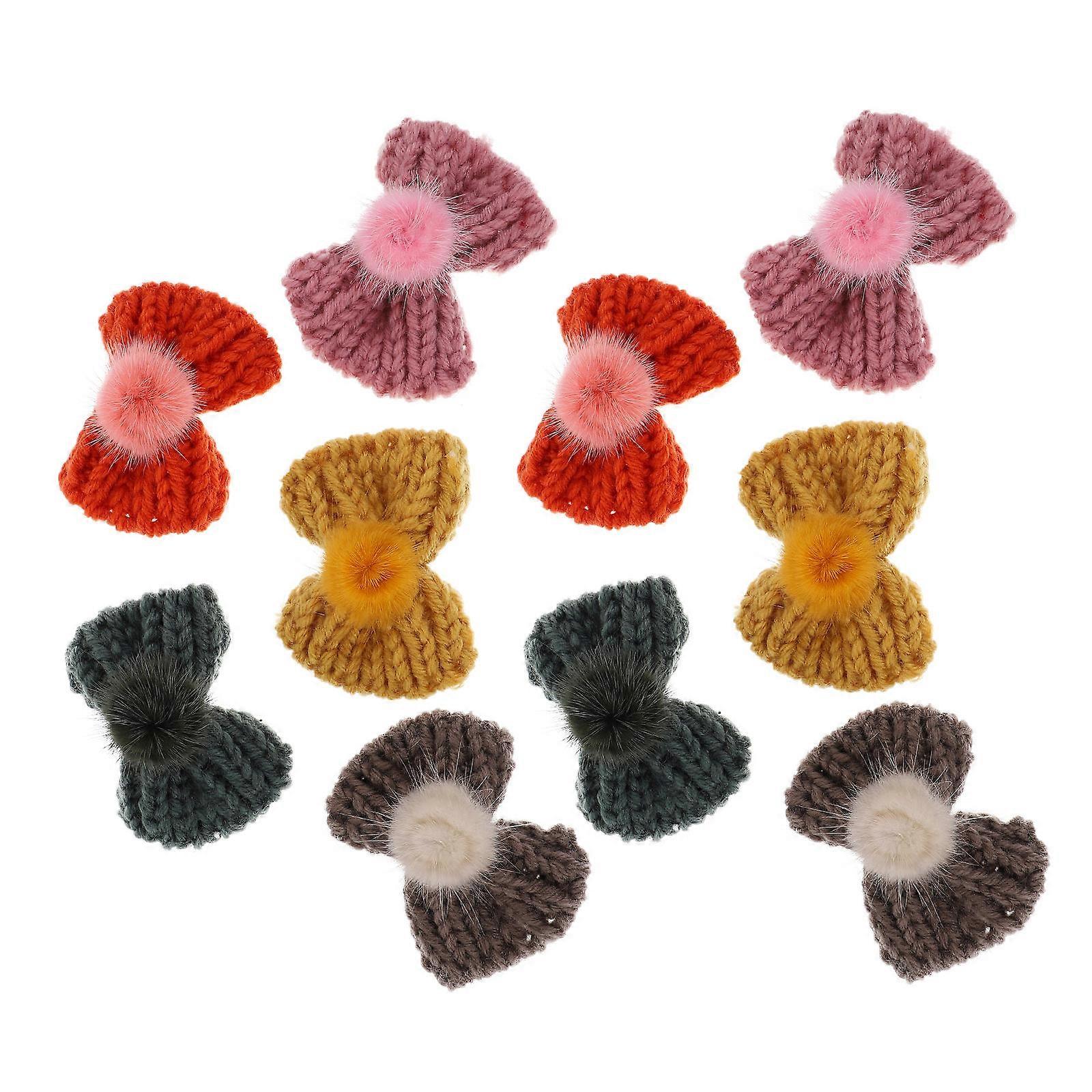 Woolen Knitted Bowknot 12Pcs Assorted Color Clothing Bowknot with DIY Versatility for Decorative Use