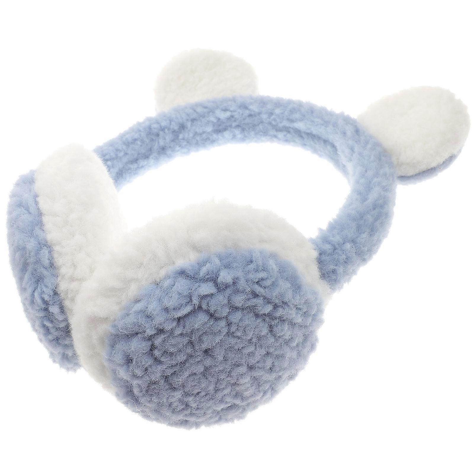 Skyblue Bear Earmuffs for Winter Ear Warming Made of Plush and Plastic Lightweight and Comfortable