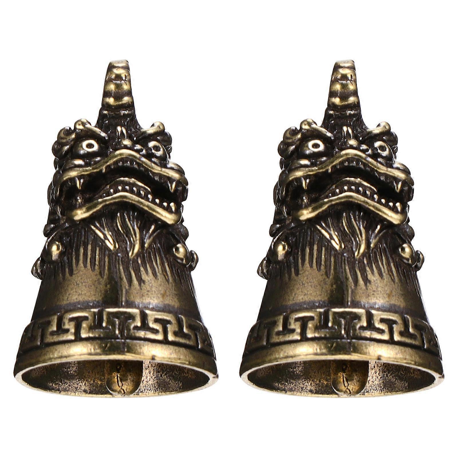 Golden Retro Copper Bell for Decoration Use with Craftsmanship and Traditional Design 2pcs