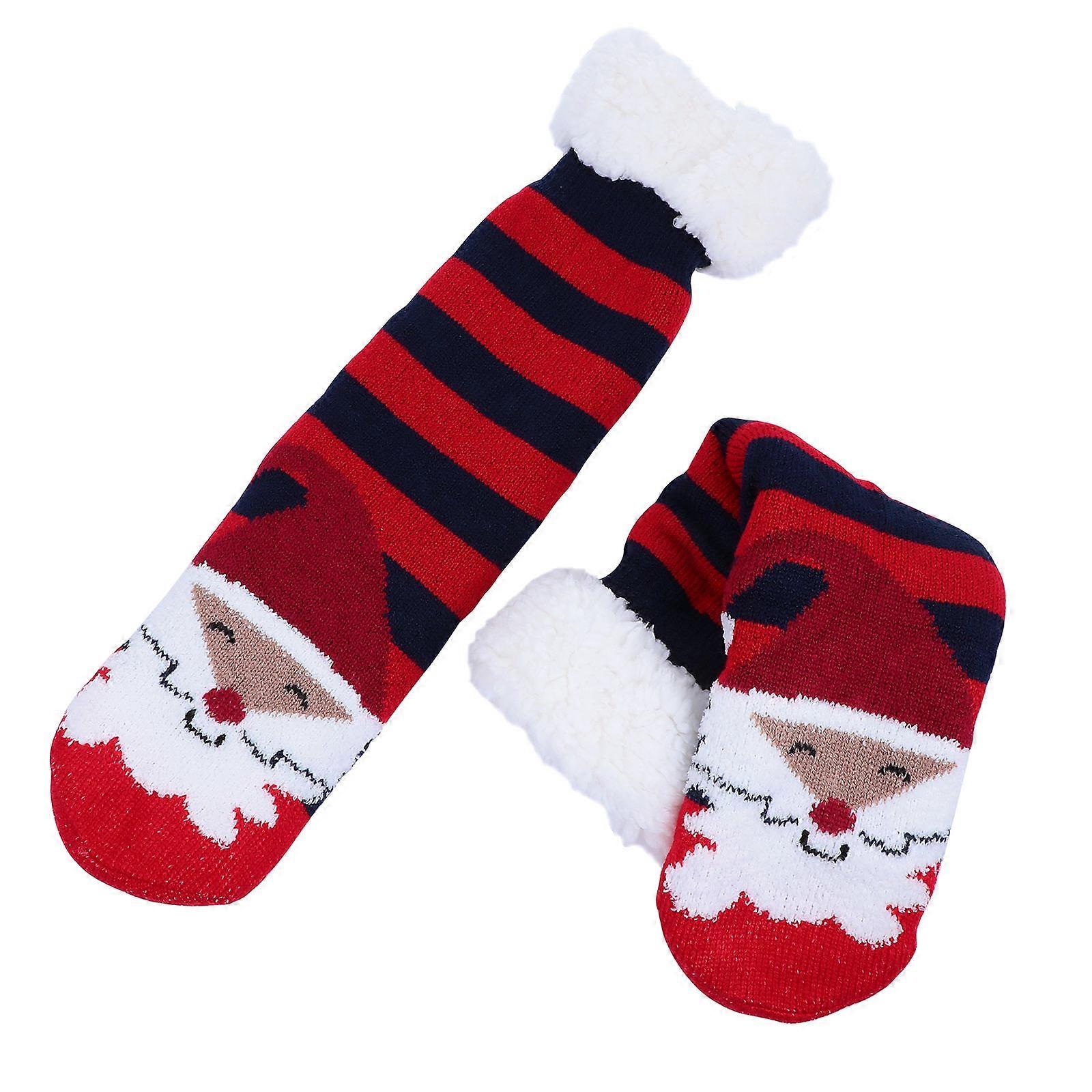 Christmas Home Use Thick Socks For Women Mid-calf Floor Socks Assorted Color Elastic 1 Pair