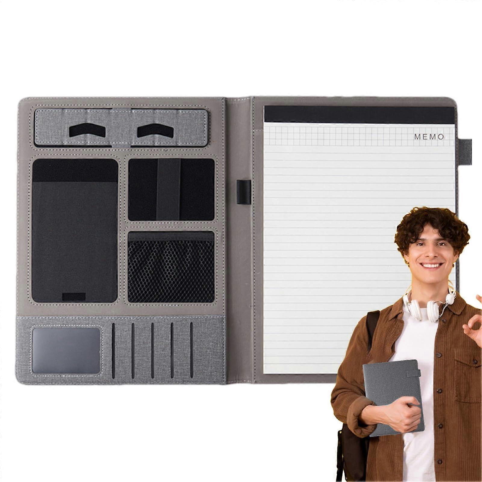 Business Folder Organiser, A4 Conference Notebook, Meeting Organiser Folder  Gray