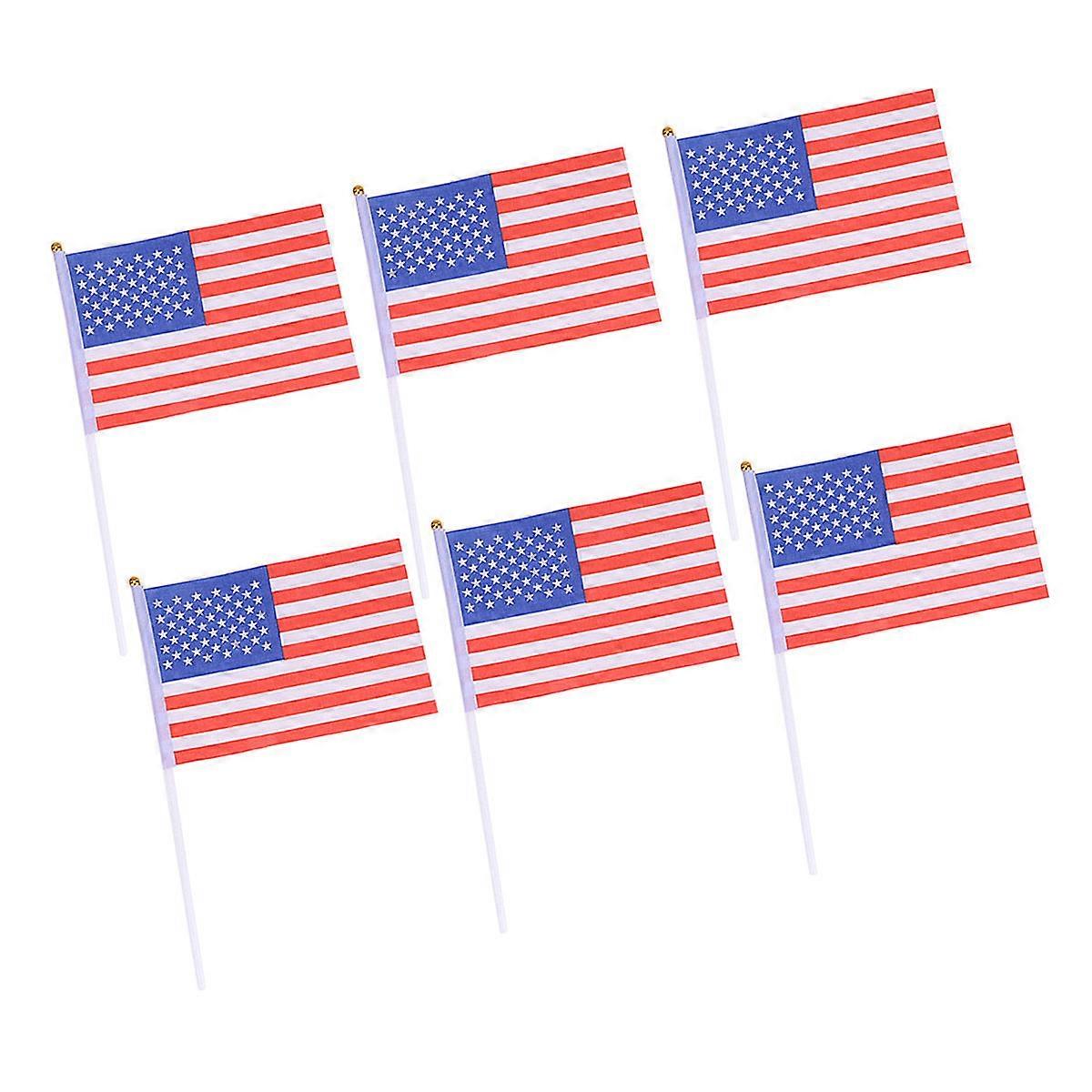 20Pcs Rectangular Hand Waving Flags On Stick For Independence Day And Grand Openings Decoration