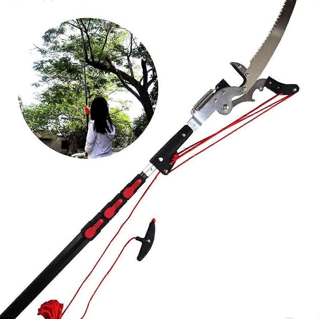 Telescopic Pole Pruner 7.2 m / 24 ft Reach, Telescoping Tree Pruner With Extendable Saw, Hardened Steel Blade