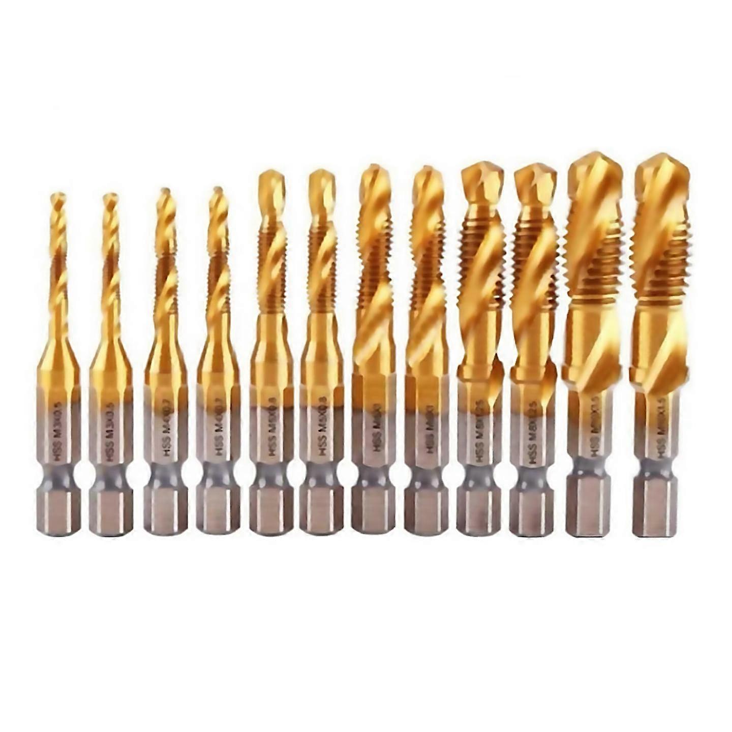 For titanium coated hss tap drill bits set hex shank screw thread