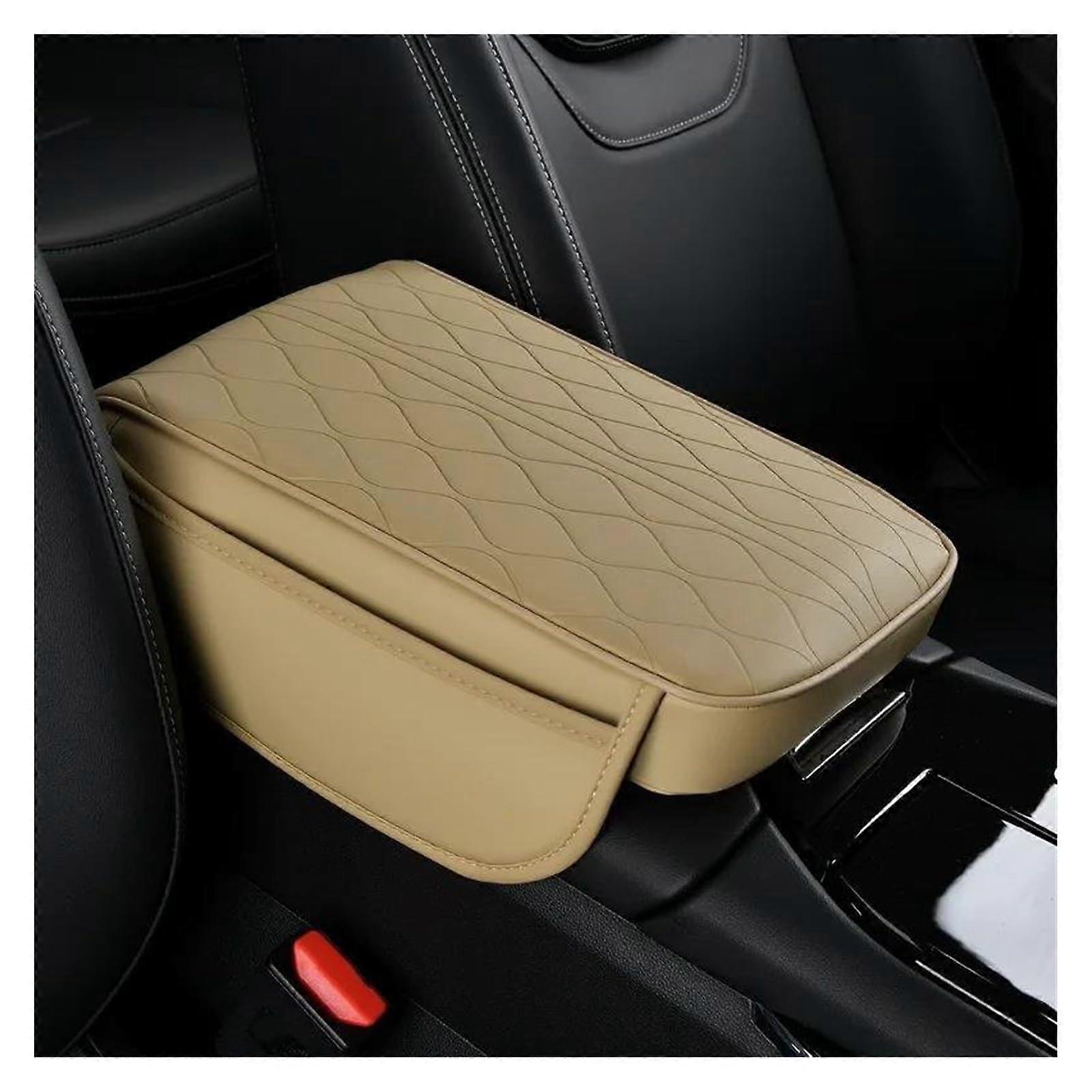 Universal Storage Armrest Box Height Cushion with Memory Foam for Car Center Armrest, Car Armrest Box (Beige)