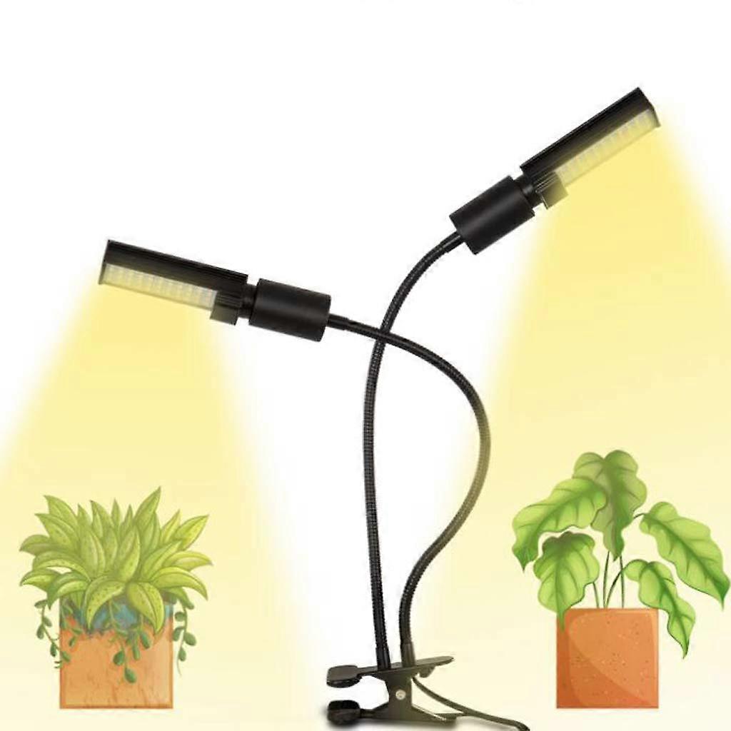 LED Plant Lights Dual Head Grow Lights for Indoor Seedlings, Adjustable Gooseneck Lamp with Clip, Timer Function for Auto On Off