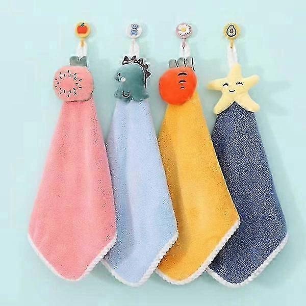 Quick-drying towels with hanging loop for bathroom 4-pack Soft coral Quick-drying absorben
