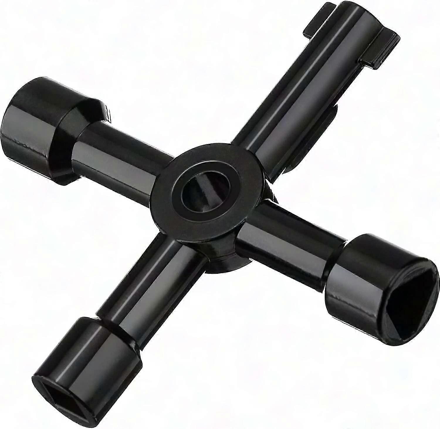 4 in 1 Radiator Bleed Key, Multifunctional Zinc Alloy 4-Way Key for Electrical Cabinet Opening - Black