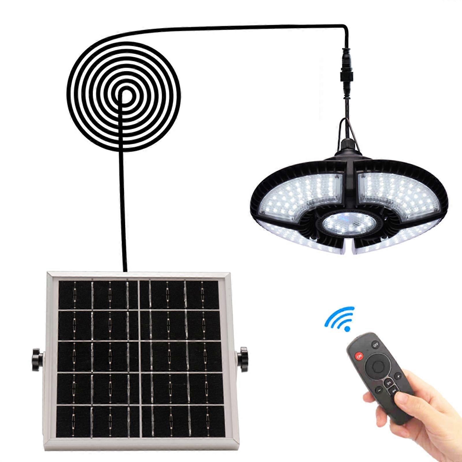136LEDs Solar Pendant Lamp Garage Light Indoor Outdoor Hanging Lights with Remote Controller IP65 Waterproof for Shed Garage Barn Balcony Gazebo
